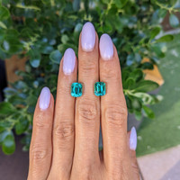 7.66 Ct.Tw.Total Carat Weight Greenish Blue Tourmaline Pair from Brazil Life Style