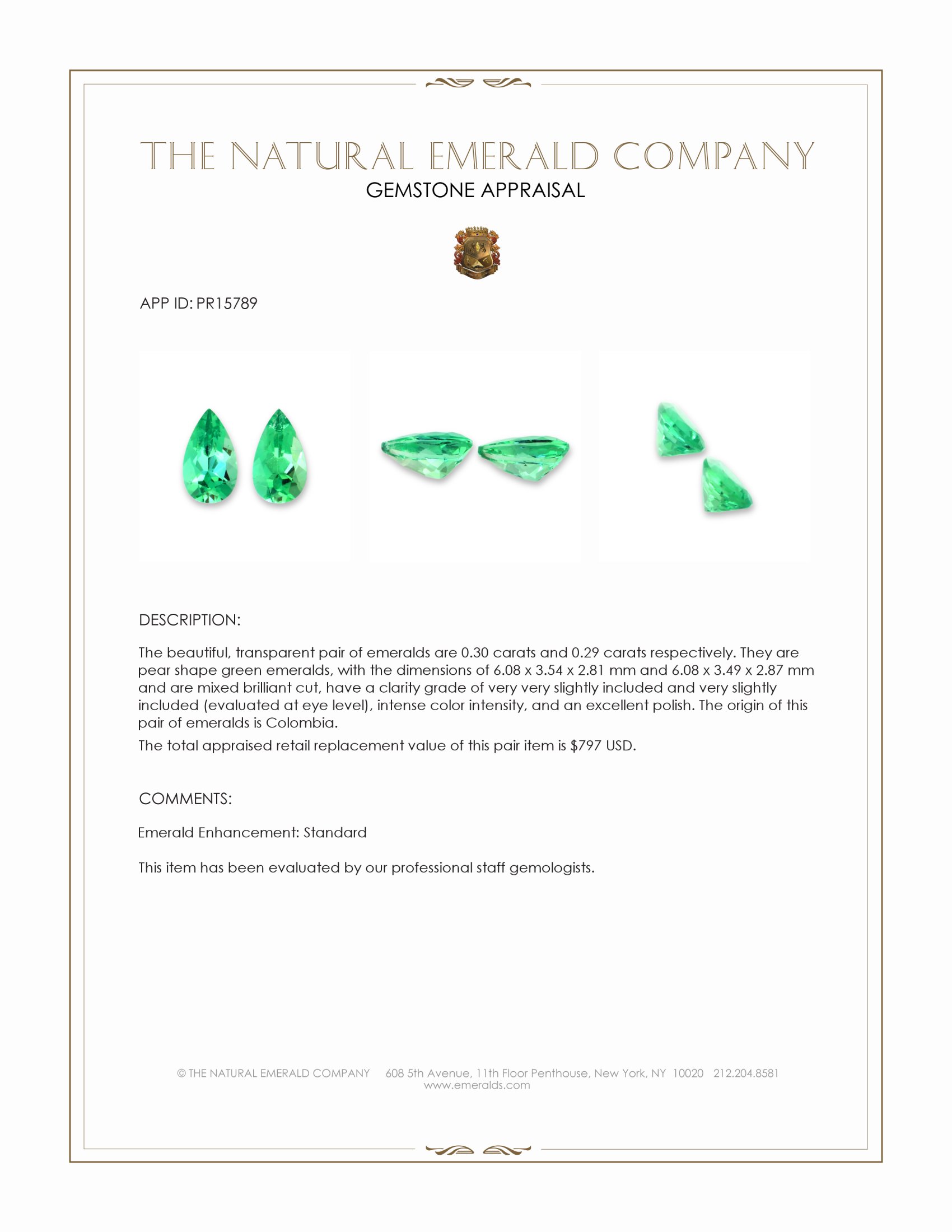 0.59 Ct.Tw. Emerald Pair from Colombia