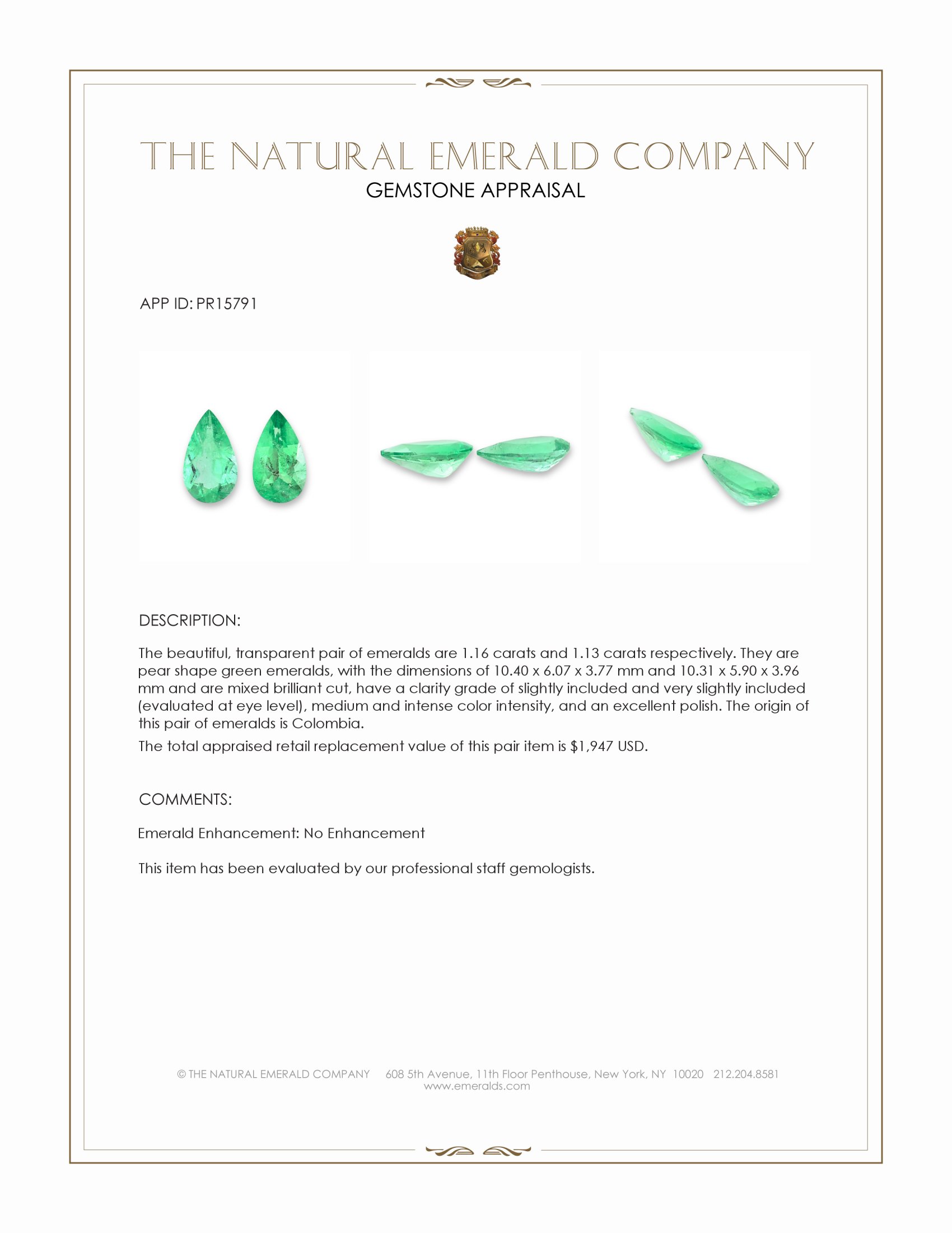2.29 Ct.Tw. Emerald Pair from Colombia