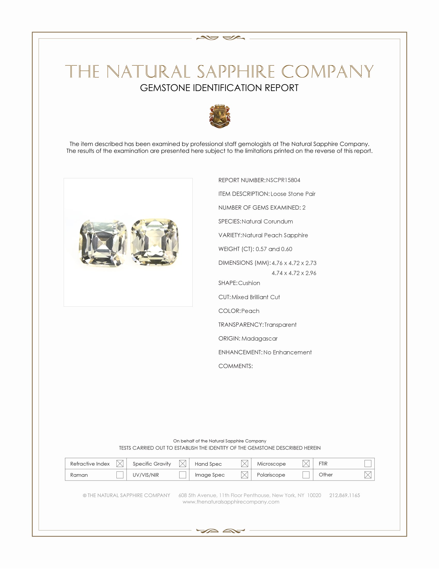 1.17 Ct.Tw. Peach Sapphire Pair from Madagascar