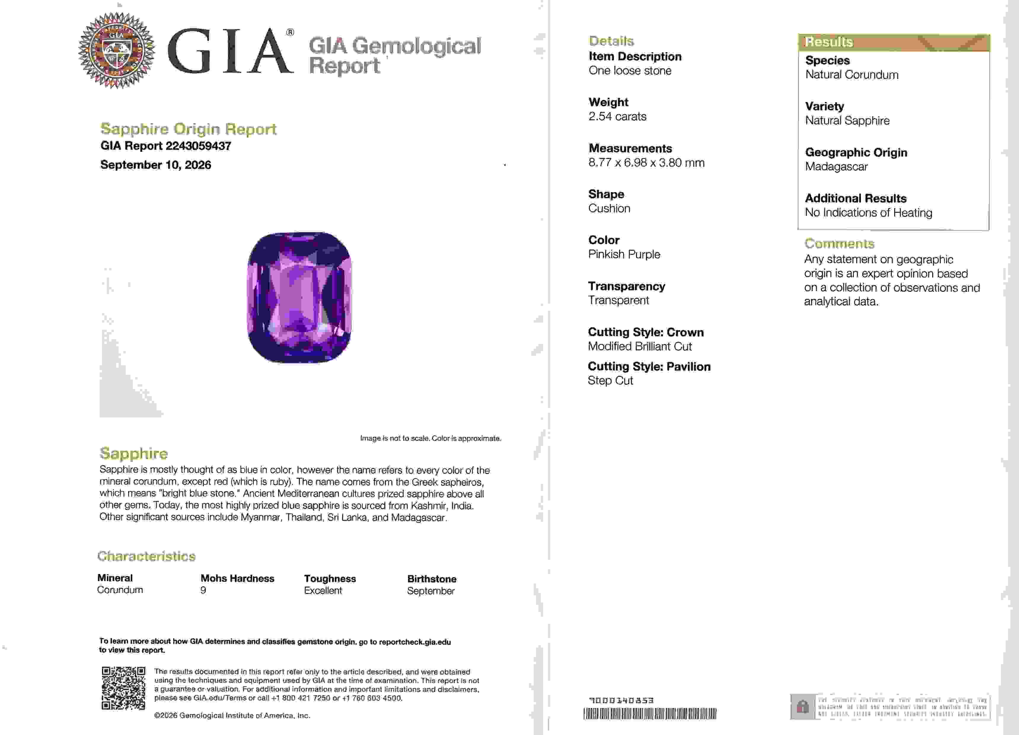 5.57 Ct.Tw. Pinkish Purple Sapphire Pair from Madagascar