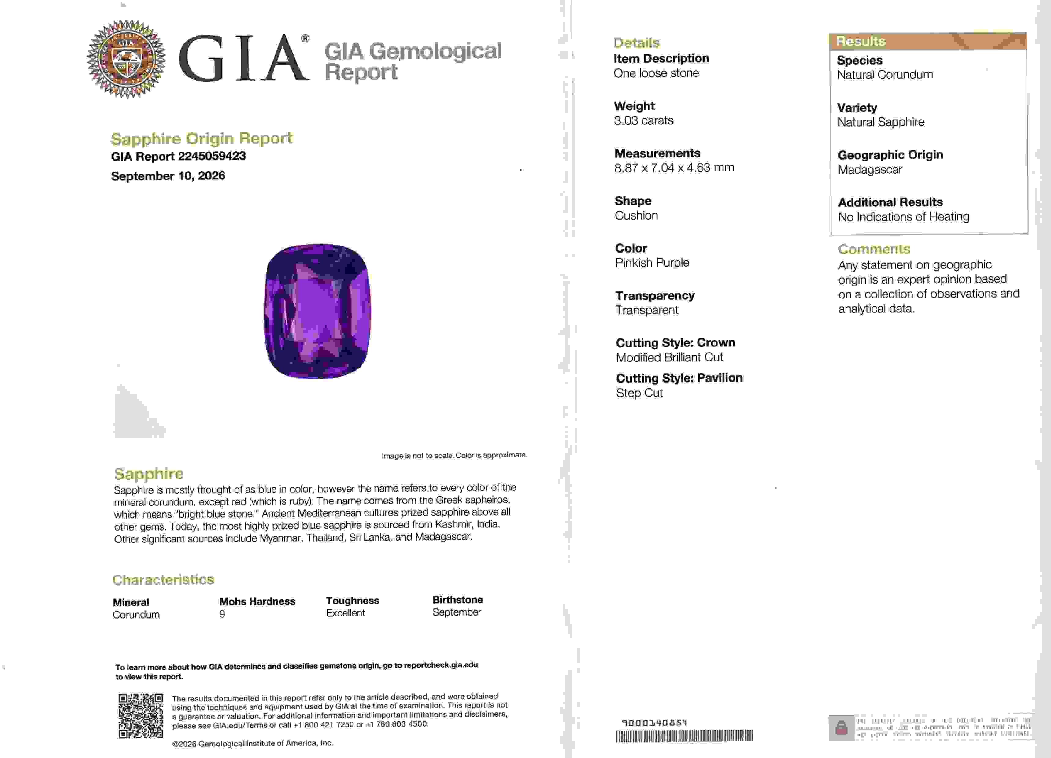 5.57 Ct.Tw. Pinkish Purple Sapphire Pair from Madagascar