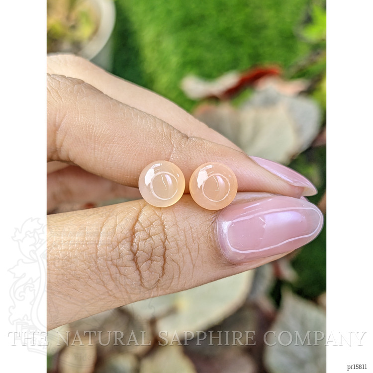 4.71 Ct.Tw. Peach Cabochon Moonstone Pair from Ceylon (Sri Lanka)