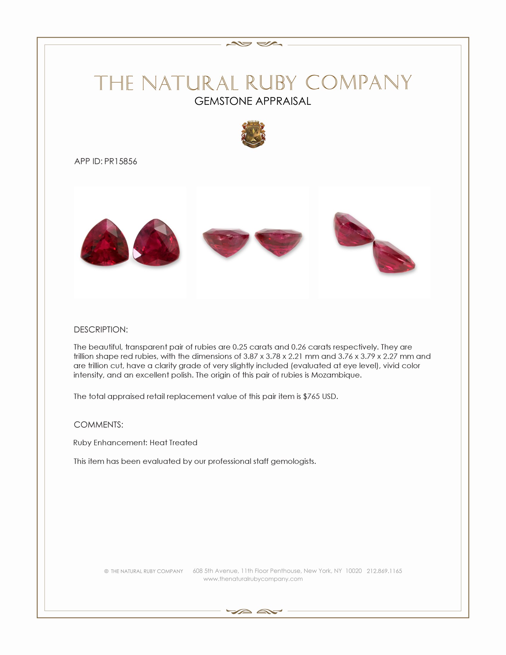 0.51 Ct.Tw. Ruby Pair from Mozambique