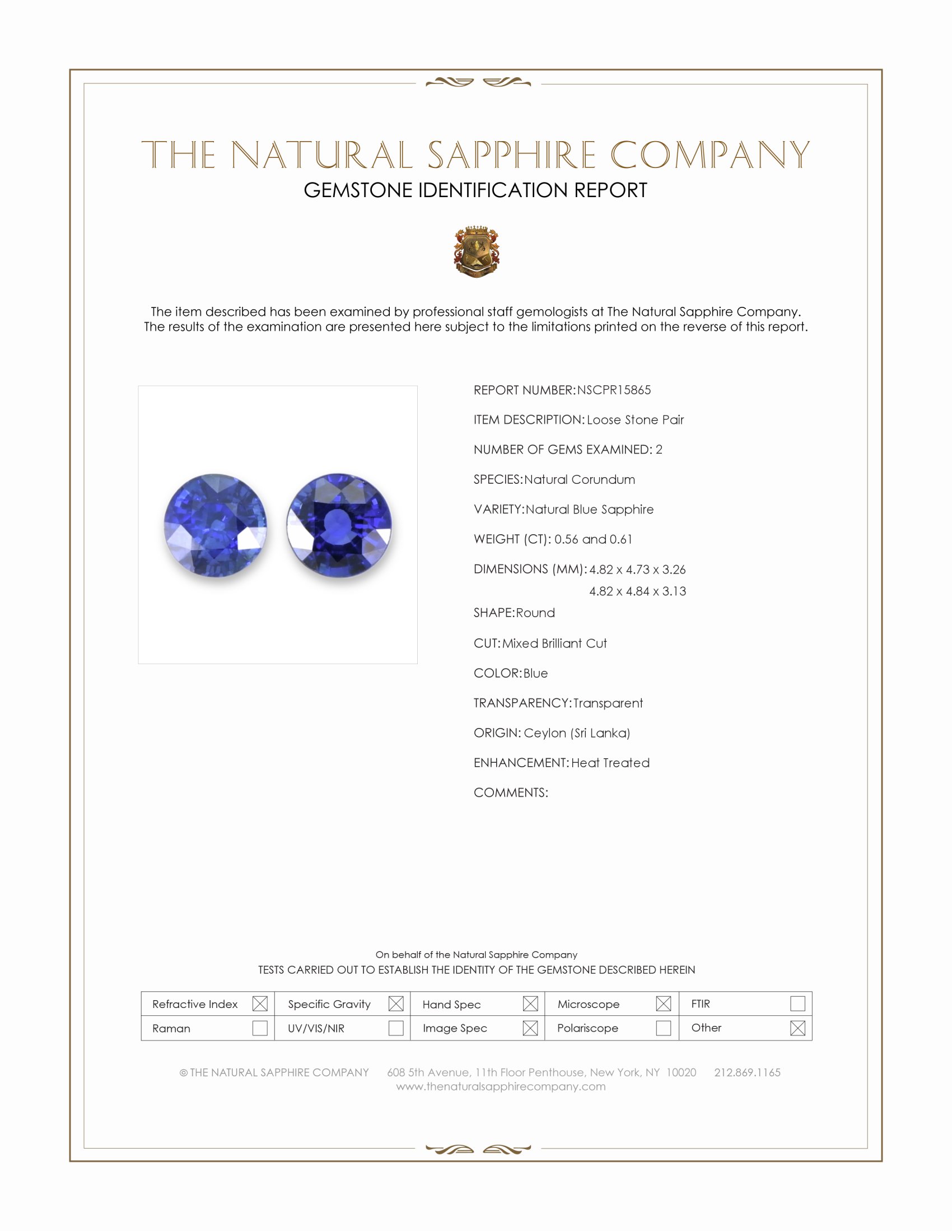 1.17 Ct.Tw. Blue Sapphire Pair from Ceylon (Sri Lanka)