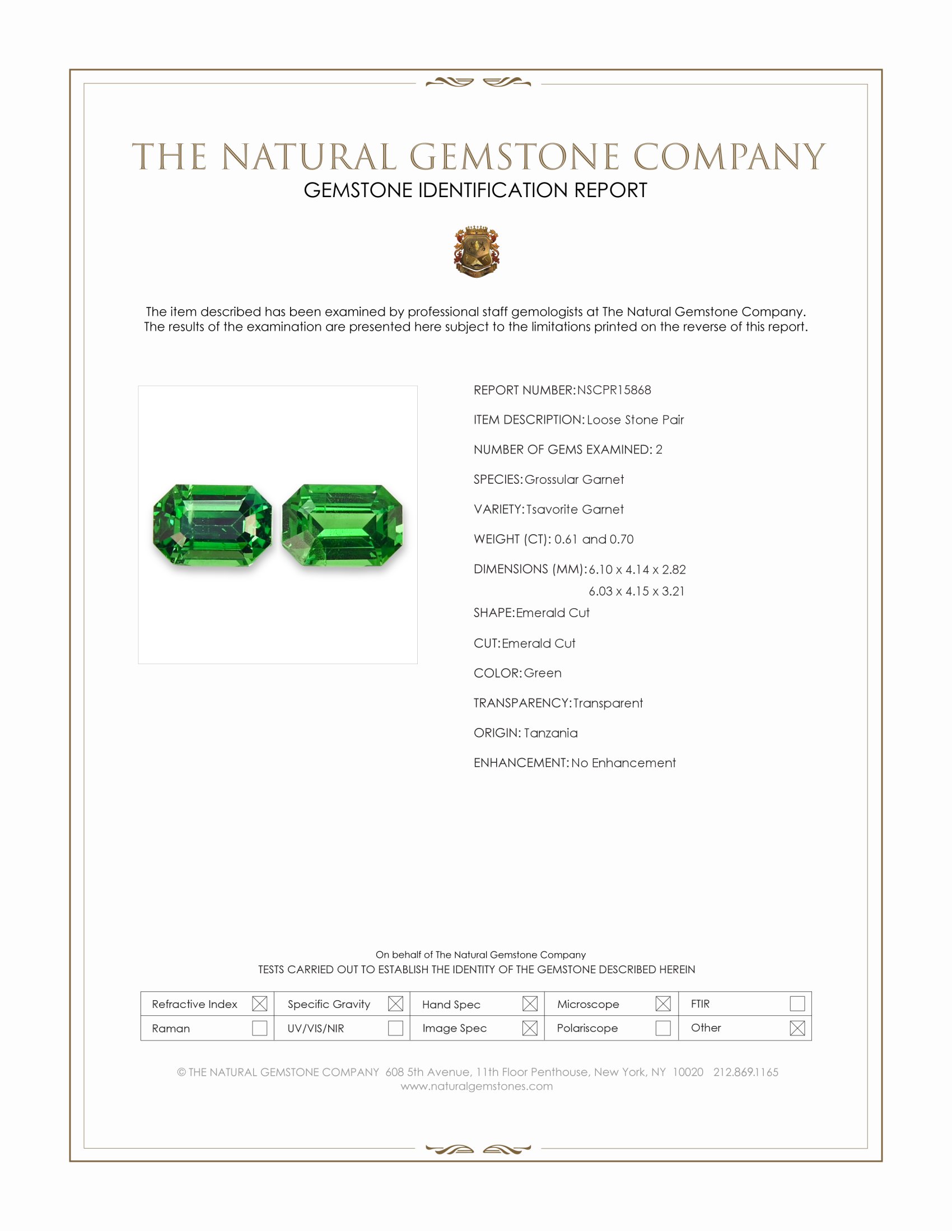 1.31 Ct.Tw. Tsavorite Garnet Pair from Tanzania