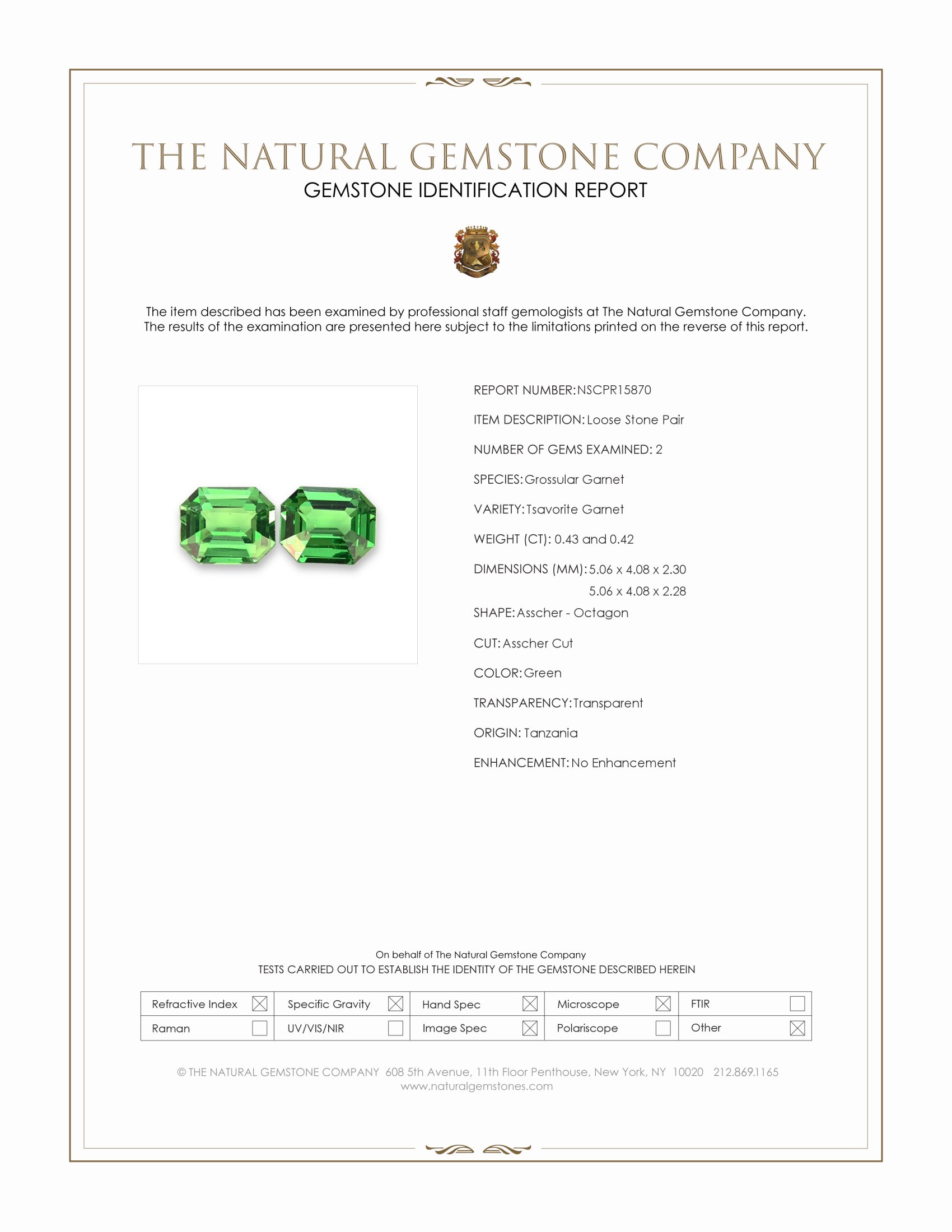 0.85 Ct.Tw. Tsavorite Garnet Pair from Tanzania