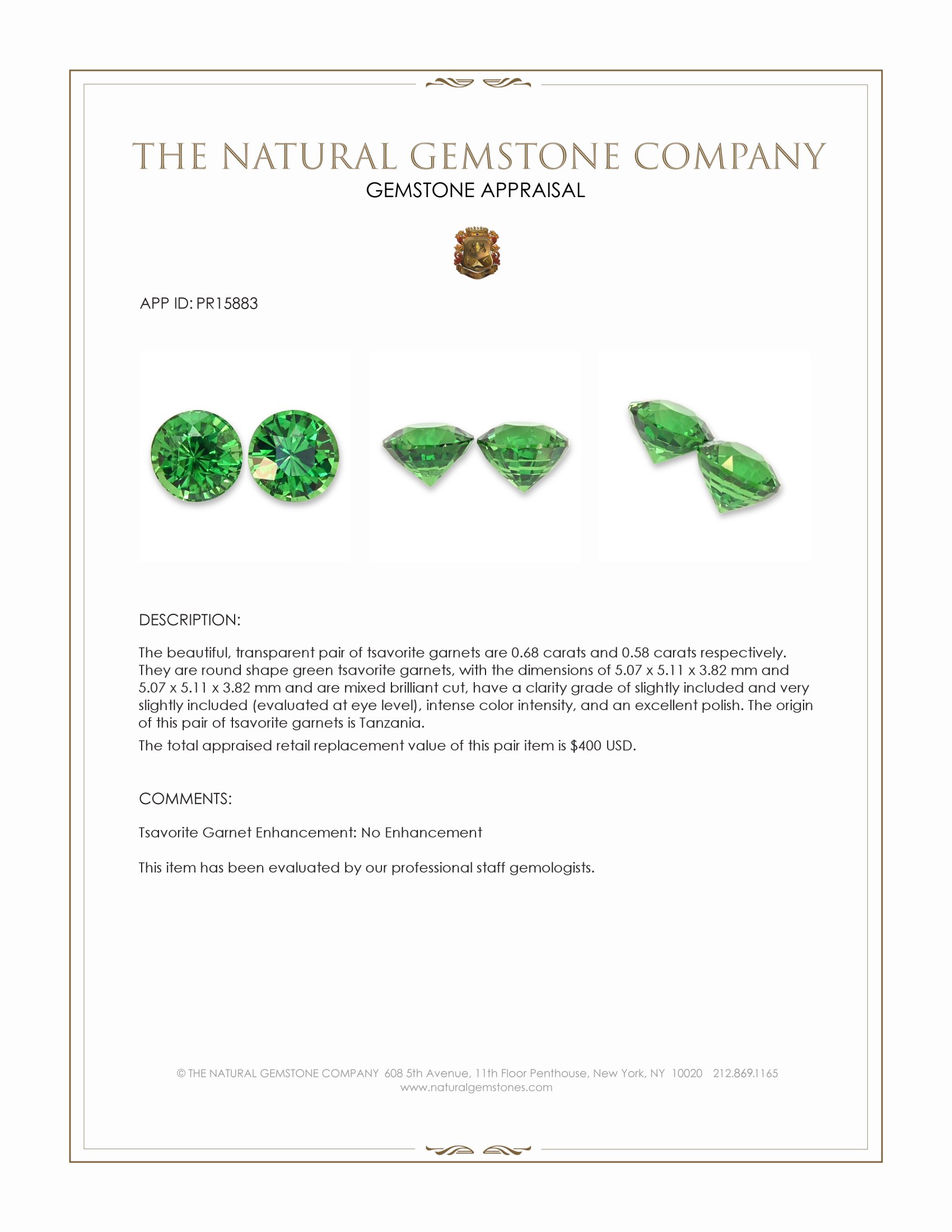 1.26 Ct.Tw. Tsavorite Garnet Pair from Tanzania