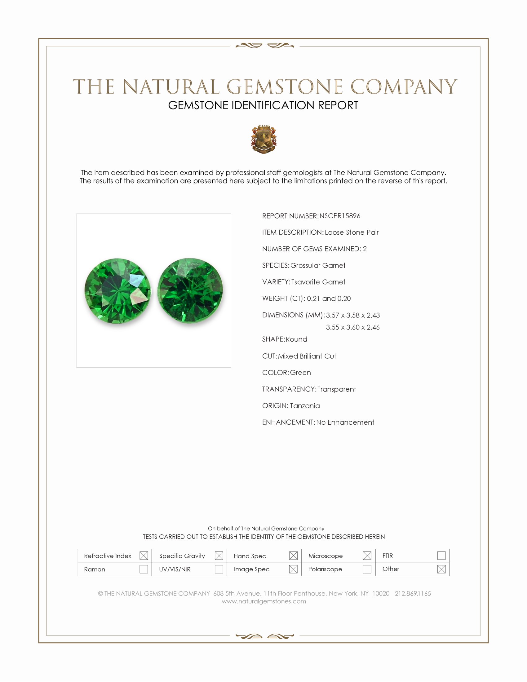 0.41 Ct.Tw. Tsavorite Garnet Pair from Tanzania