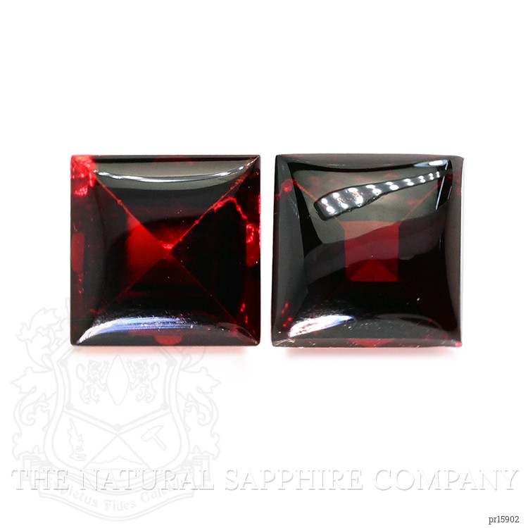 3.08 Ct.Tw. Red Cabochon Almandine Garnet Pair from Ceylon (Sri Lanka)