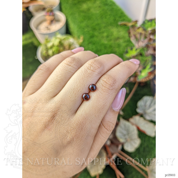 1.94 Ct.Tw. Red Cabochon Almandine Garnet Pair from Ceylon (Sri Lanka)