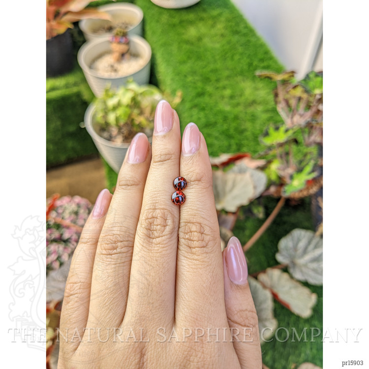 1.94 Ct.Tw. Red Cabochon Almandine Garnet Pair from Ceylon (Sri Lanka)