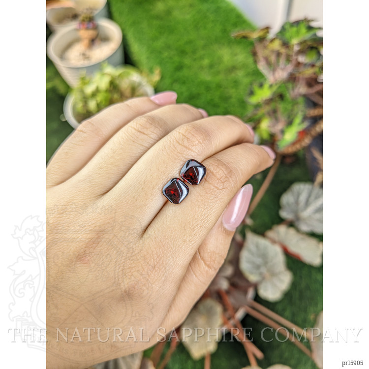 4.84 Ct.Tw. Red Cabochon Almandine Garnet Pair from Ceylon (Sri Lanka)