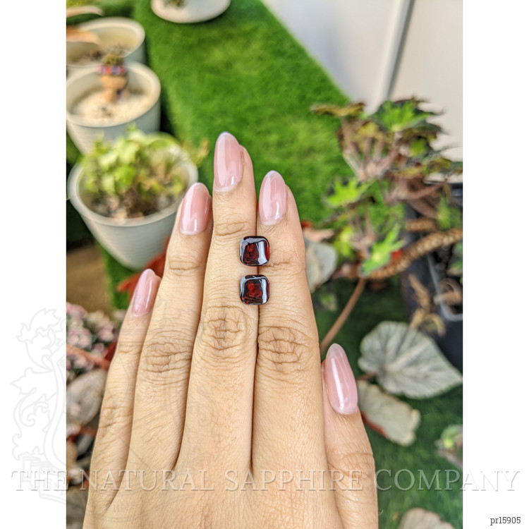 4.84 Ct.Tw. Red Cabochon Almandine Garnet Pair from Ceylon (Sri Lanka)