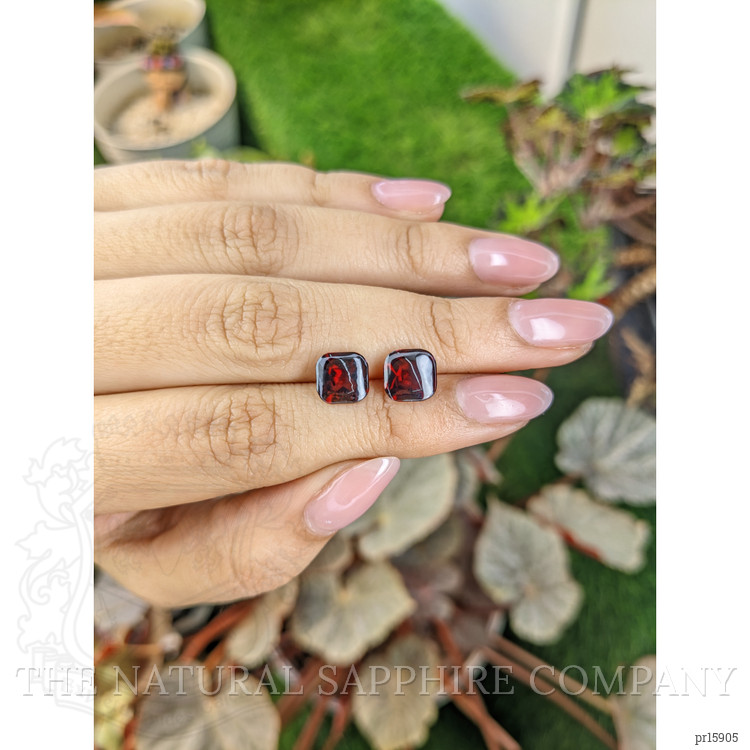 4.84 Ct.Tw. Red Cabochon Almandine Garnet Pair from Ceylon (Sri Lanka)