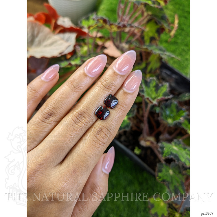 4.68 Ct.Tw. Red Cabochon Almandine Garnet Pair from Ceylon (Sri Lanka)