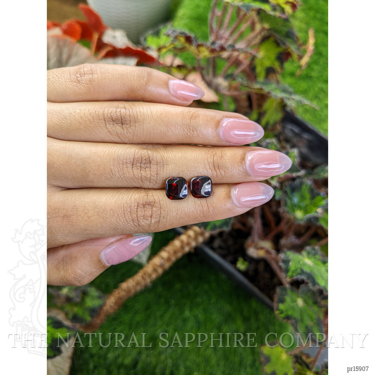 4.68 Ct.Tw. Red Cabochon Almandine Garnet Pair from Ceylon (Sri Lanka)