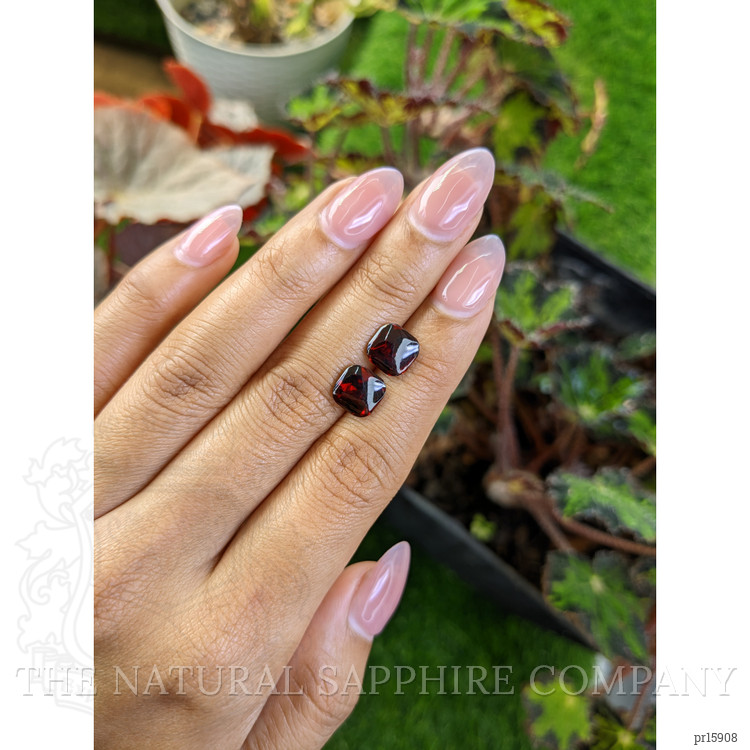 5.04 Ct.Tw. Red Cabochon Almandine Garnet Pair from Ceylon (Sri Lanka)