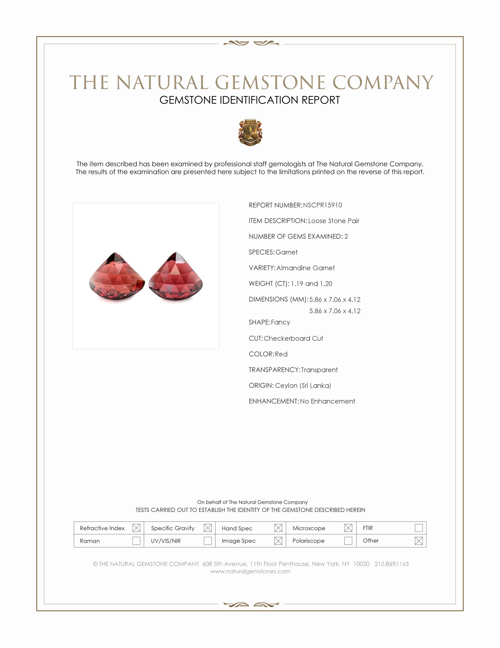 2.39 Ct.Tw. Red Almandine Garnet Pair from Ceylon (Sri Lanka)