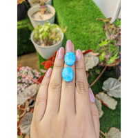 30.96&nbsp;Ct.Tw.Total Carat Weight Blue Cabochon Turquoise Pair from Persia(Iran) Life Style