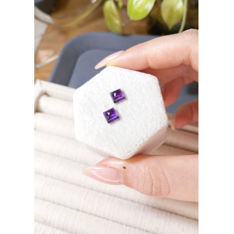 2.37 Ct.Tw. Purple Cabochon Amethyst Pair from Brazil