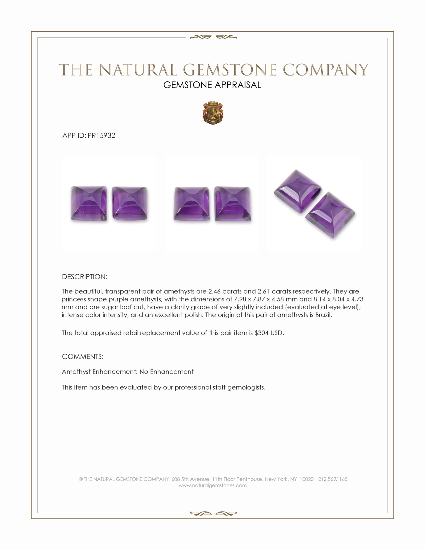 5.07 Ct.Tw. Purple Cabochon Amethyst Pair from Brazil