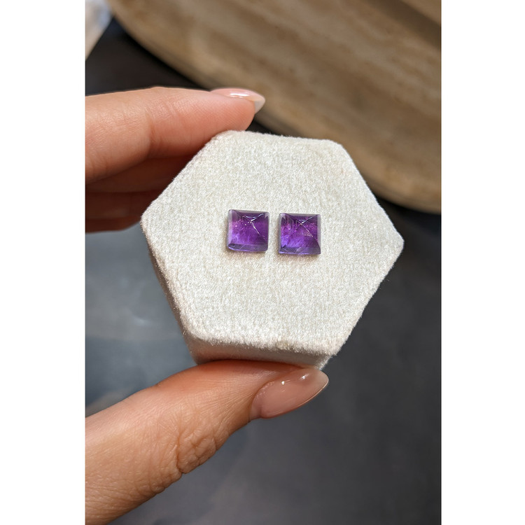 5.07 Ct.Tw. Purple Cabochon Amethyst Pair from Brazil
