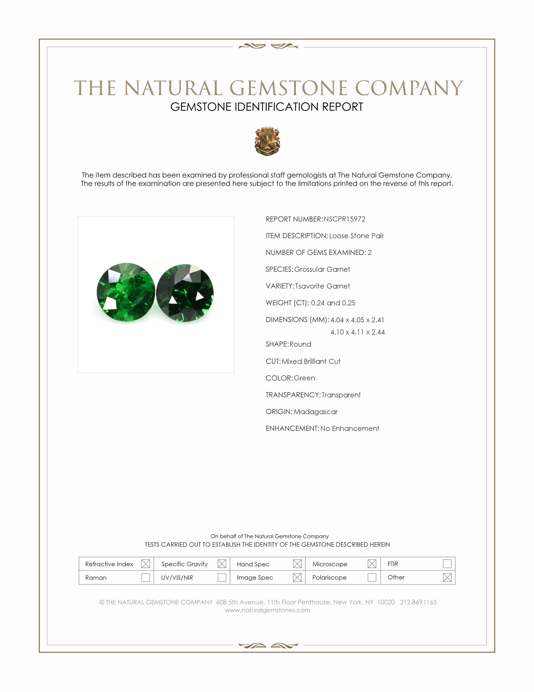 0.49 Ct.Tw. Tsavorite Garnet Pair from Madagascar