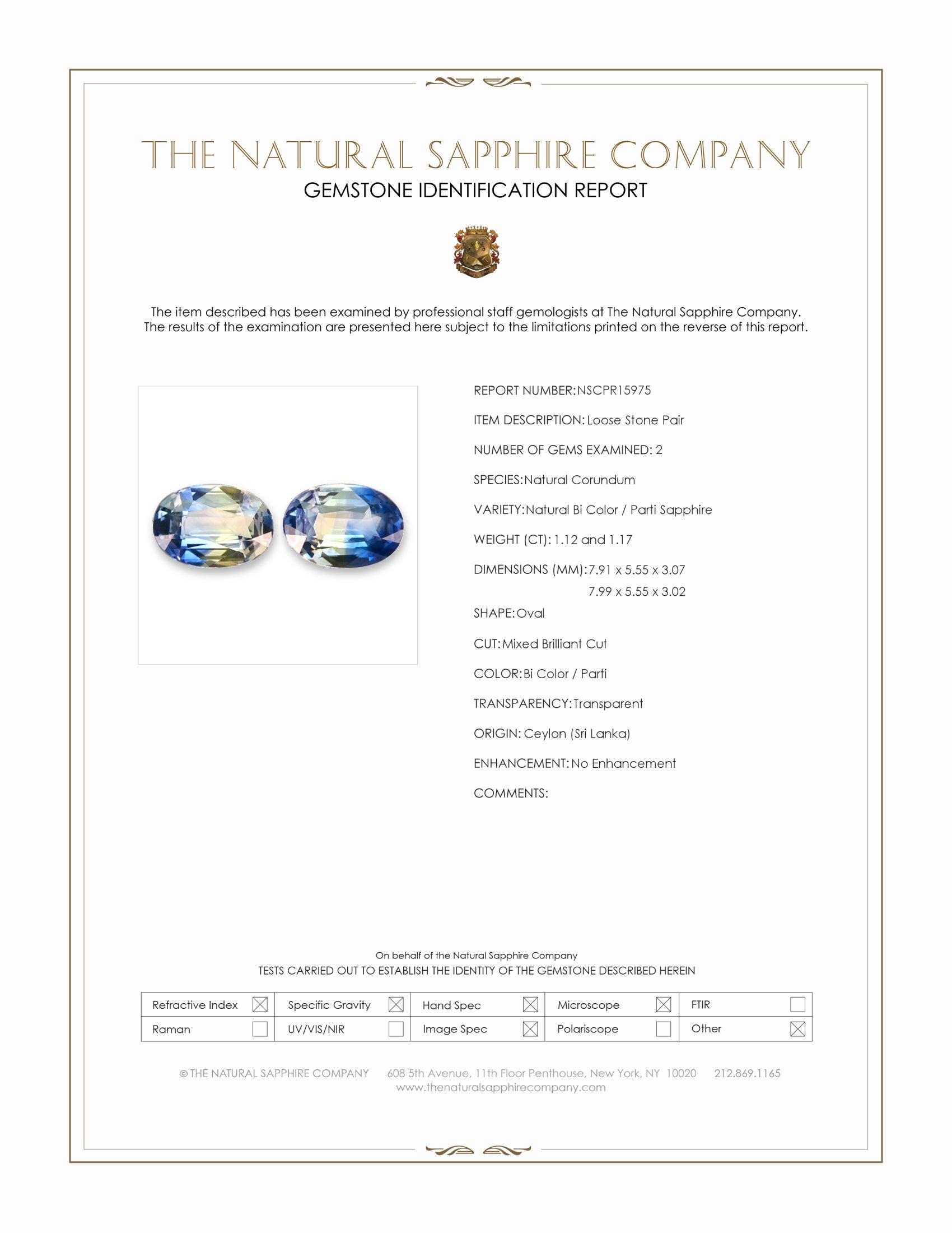 2.29 Ct.Tw. Bi Color / Parti Sapphire Pair from Ceylon (Sri Lanka)