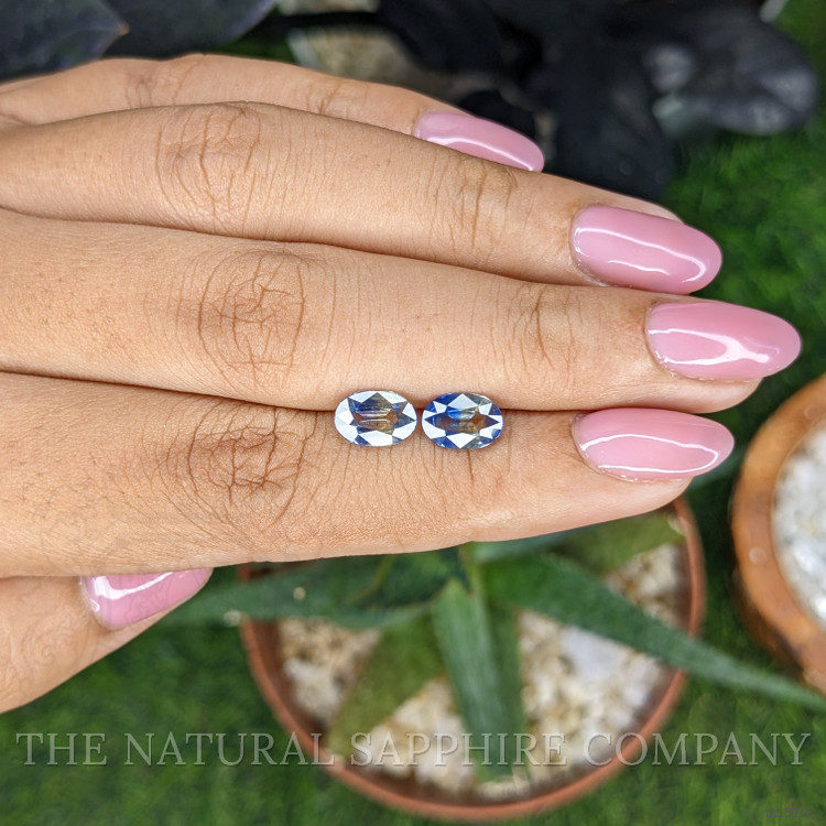 2.29 Ct.Tw. Bi Color / Parti Sapphire Pair from Ceylon (Sri Lanka)