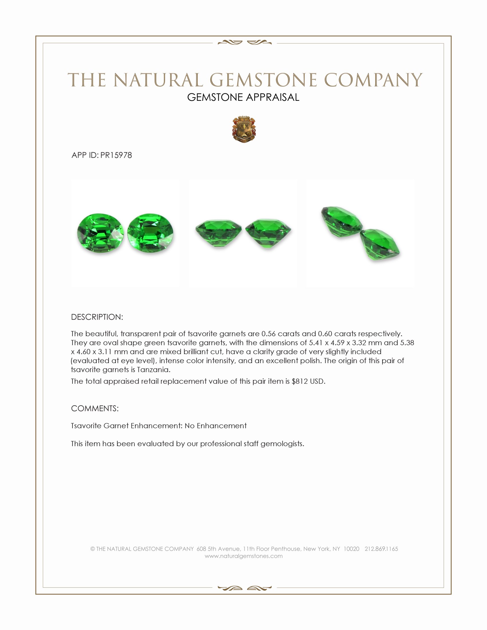 1.16 Ct.Tw. Tsavorite Garnet Pair from Tanzania