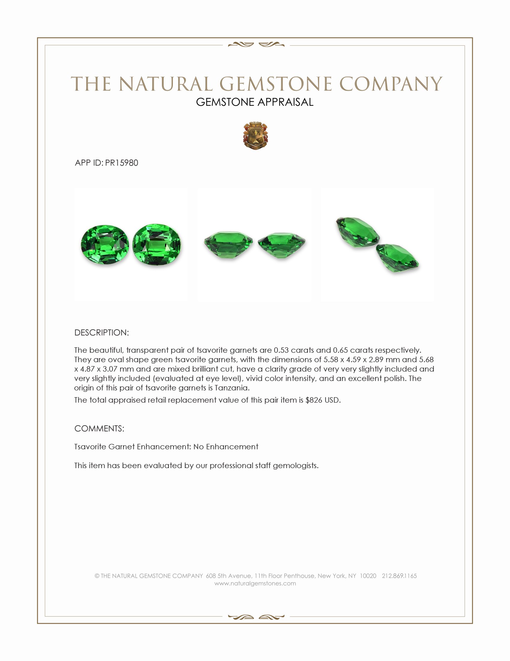 1.18 Ct.Tw. Tsavorite Garnet Pair from Tanzania
