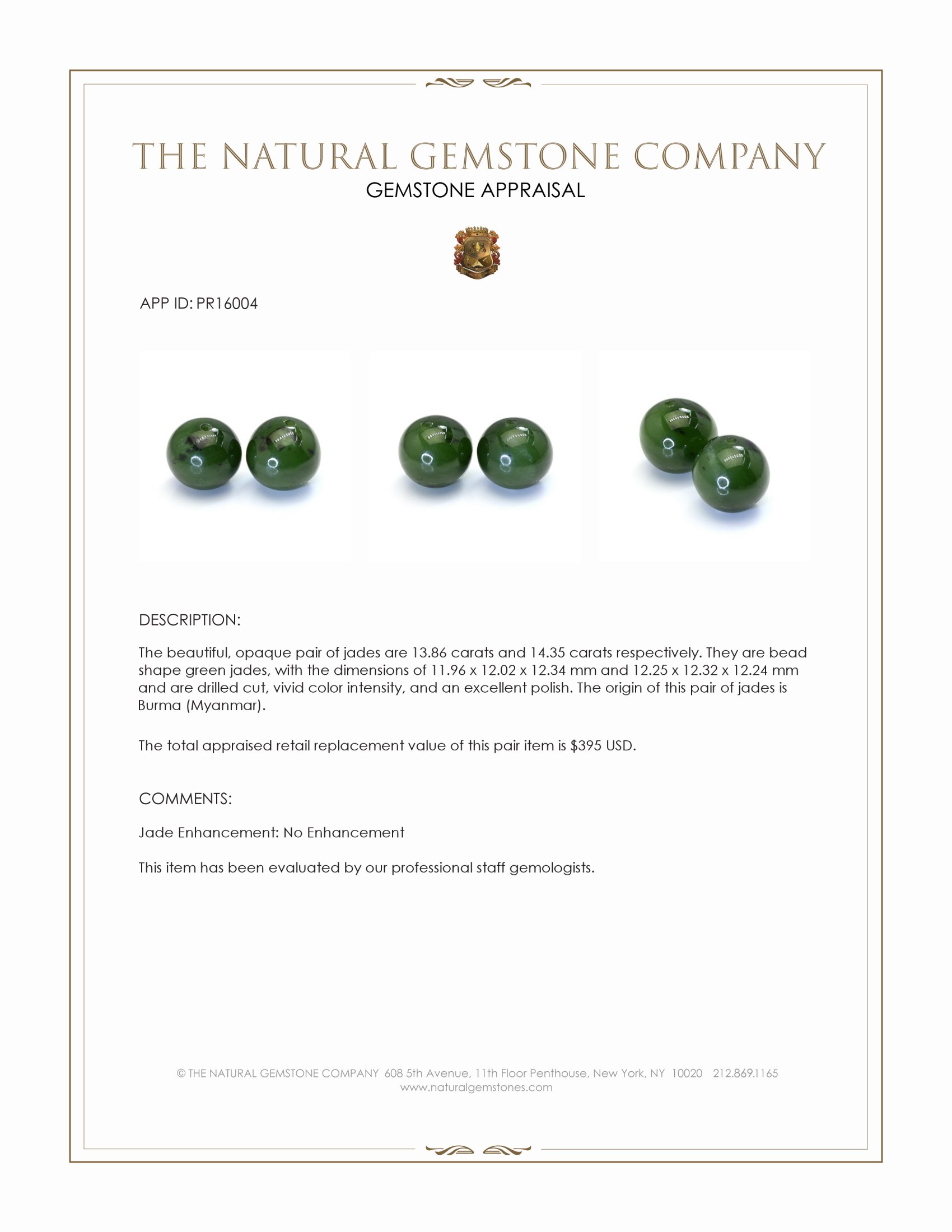 28.21 Ct.Tw. Green Jade Pair from Burma (Myanmar)