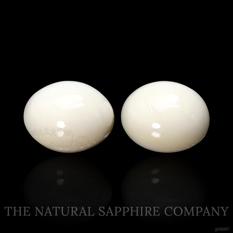 6.29 Ct.Tw. Salmon and White Cabochon Coral Pair from Italy