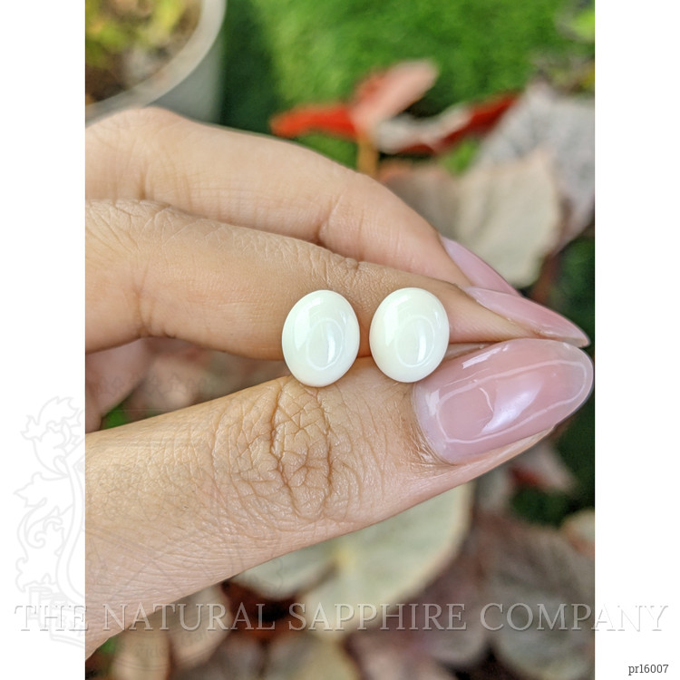 6.29 Ct.Tw. Salmon and White Cabochon Coral Pair from Italy