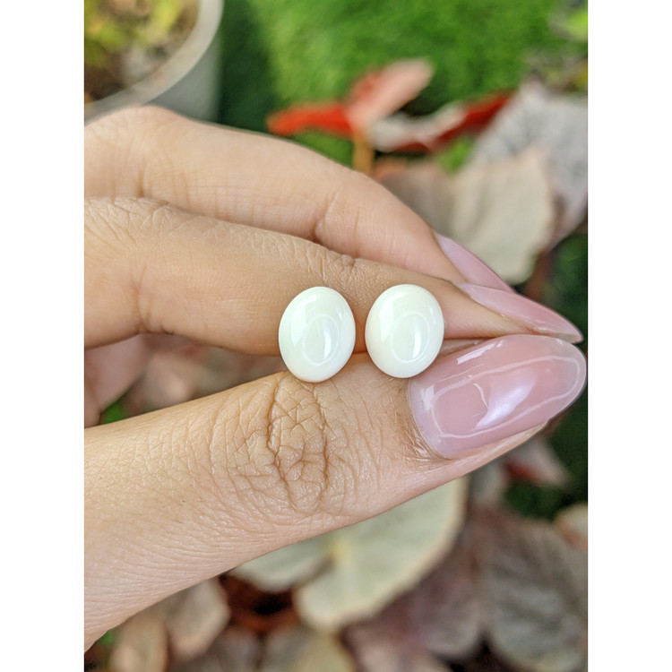 6.29 Ct.Tw. Salmon and White Cabochon Coral Pair from Italy