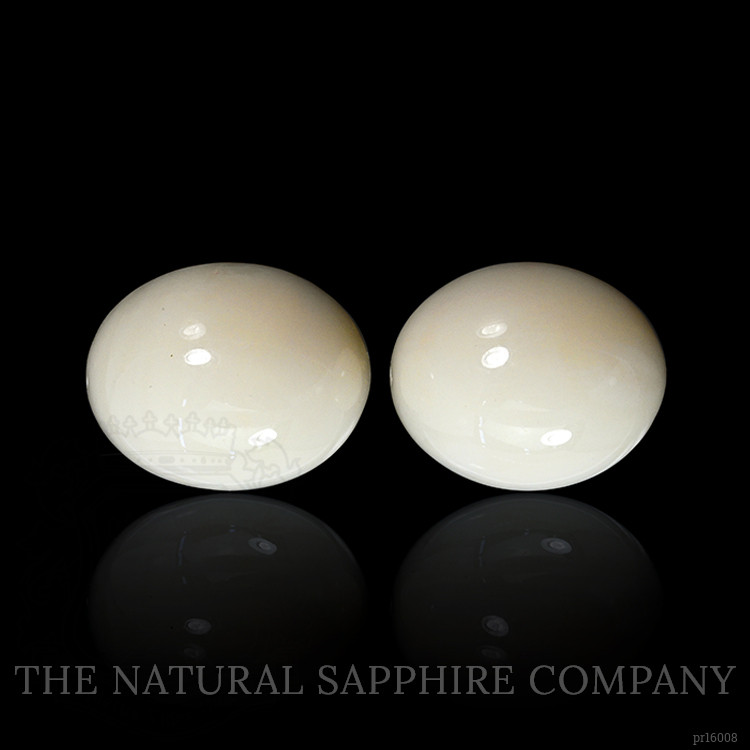 7.03 Ct.Tw. Salmon and White Cabochon Coral Pair from Italy