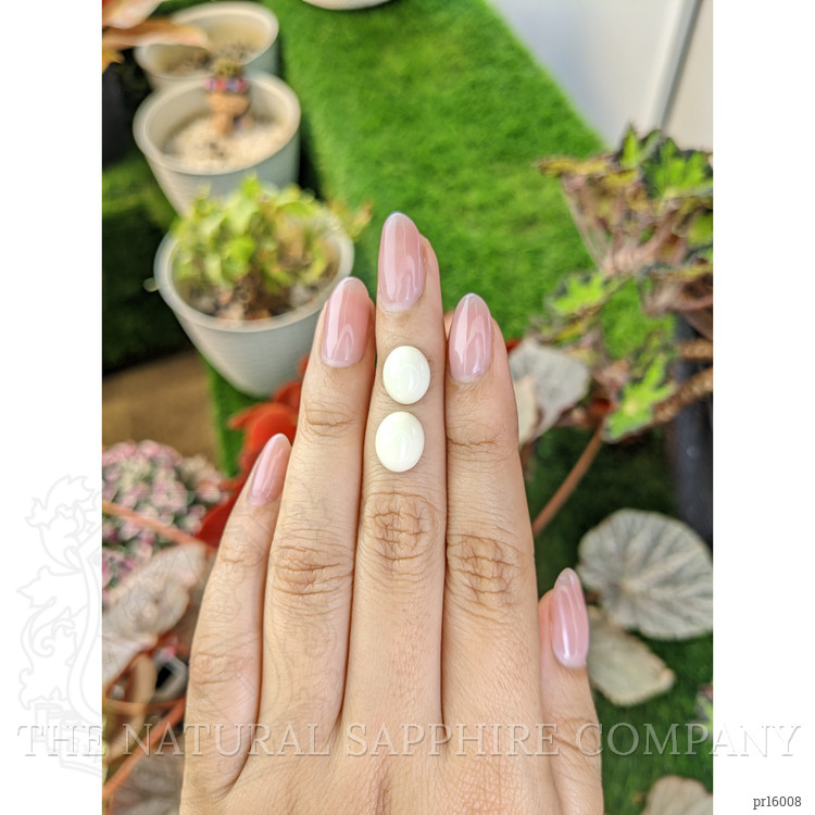 7.03 Ct.Tw. Salmon and White Cabochon Coral Pair from Italy