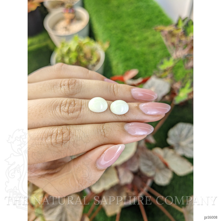 7.03 Ct.Tw. Salmon and White Cabochon Coral Pair from Italy