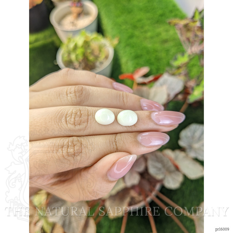 7.22 Ct.Tw. Salmon and White Cabochon Coral Pair from Italy