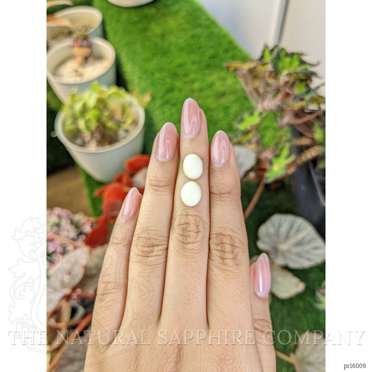 7.22 Ct.Tw. Salmon and White Cabochon Coral Pair from Italy