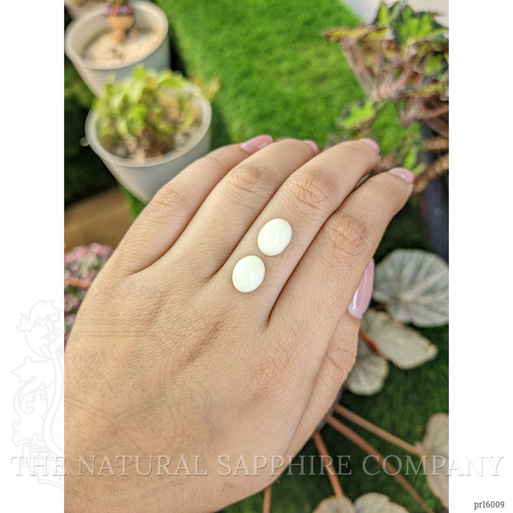 7.22 Ct.Tw. Salmon and White Cabochon Coral Pair from Italy