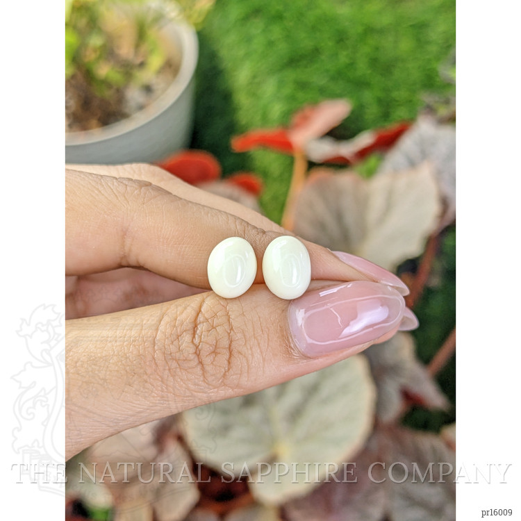 7.22 Ct.Tw. Salmon and White Cabochon Coral Pair from Italy