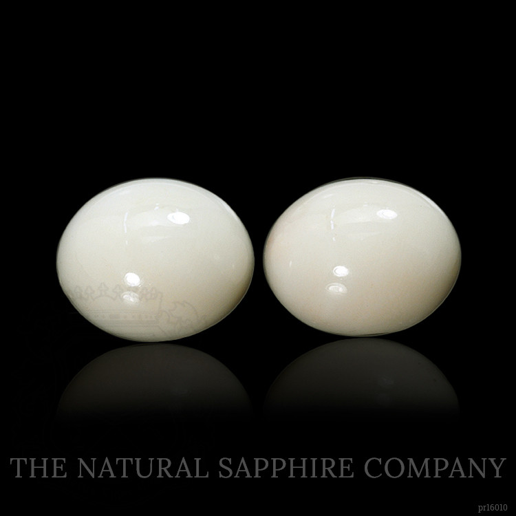 5.19 Ct.Tw. Salmon and White Cabochon Coral Pair from Italy