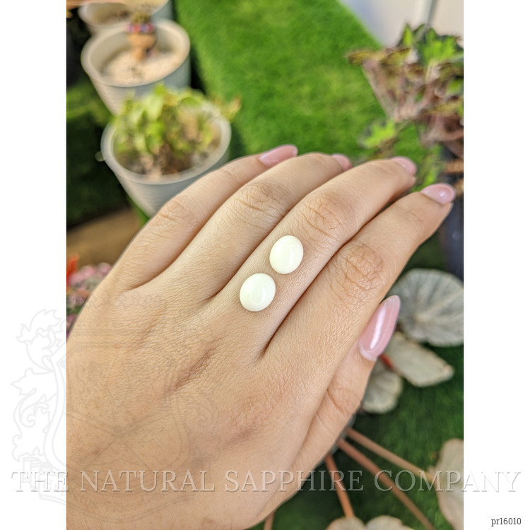 5.19 Ct.Tw. Salmon and White Cabochon Coral Pair from Italy