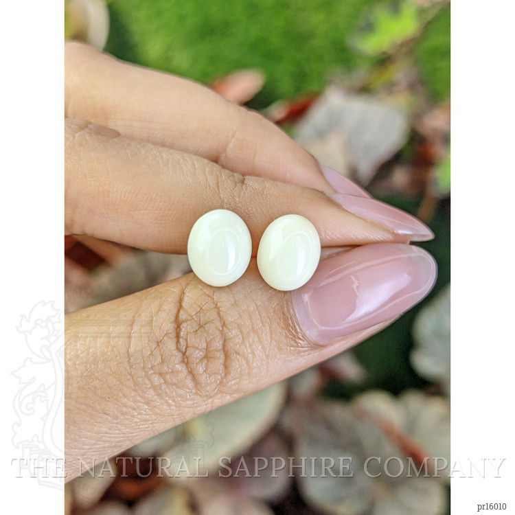 5.19 Ct.Tw. Salmon and White Cabochon Coral Pair from Italy