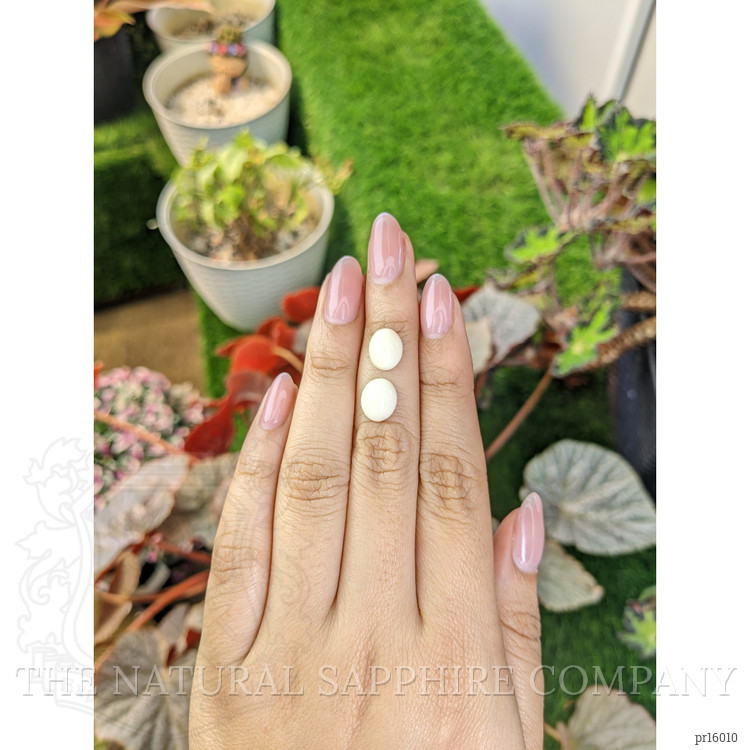5.19 Ct.Tw. Salmon and White Cabochon Coral Pair from Italy