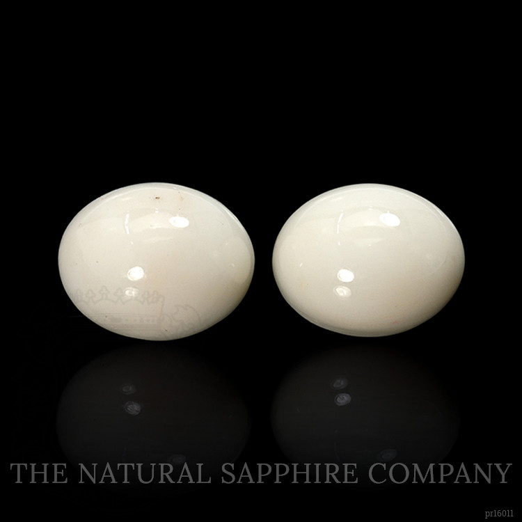 6.72 Ct.Tw. Salmon and White Cabochon Coral Pair from Italy