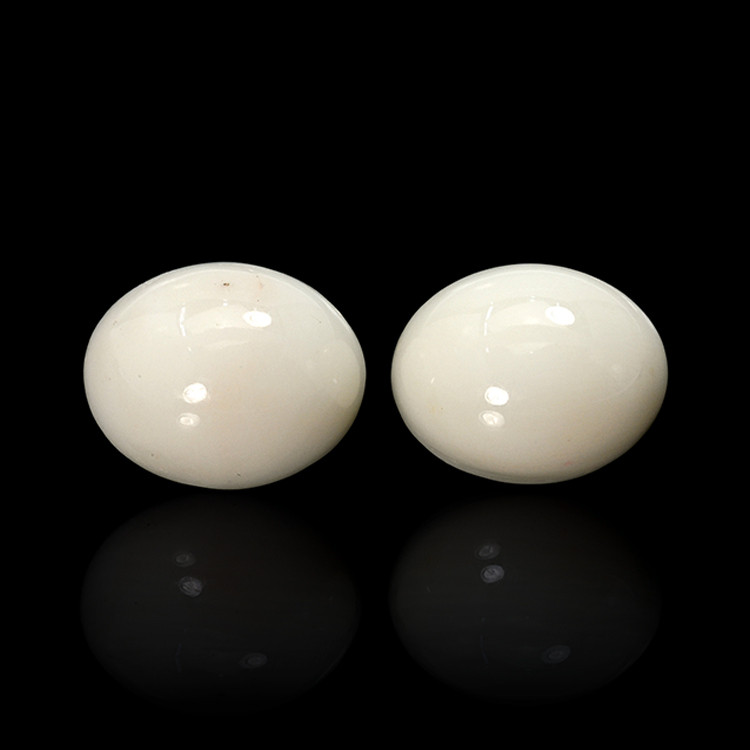6.72 Ct.Tw. Salmon and White Cabochon Coral Pair from Italy