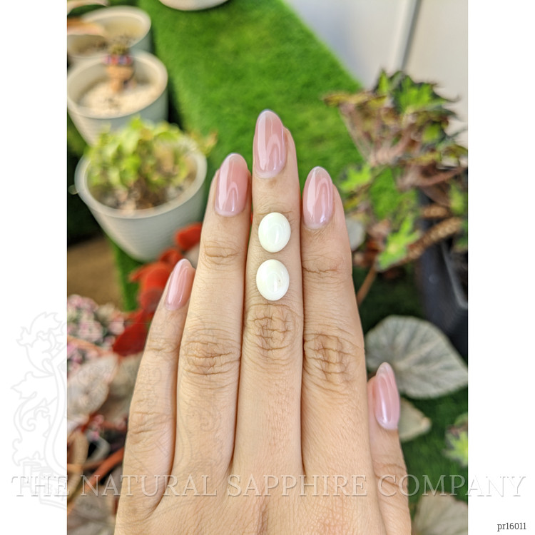 6.72 Ct.Tw. Salmon and White Cabochon Coral Pair from Italy